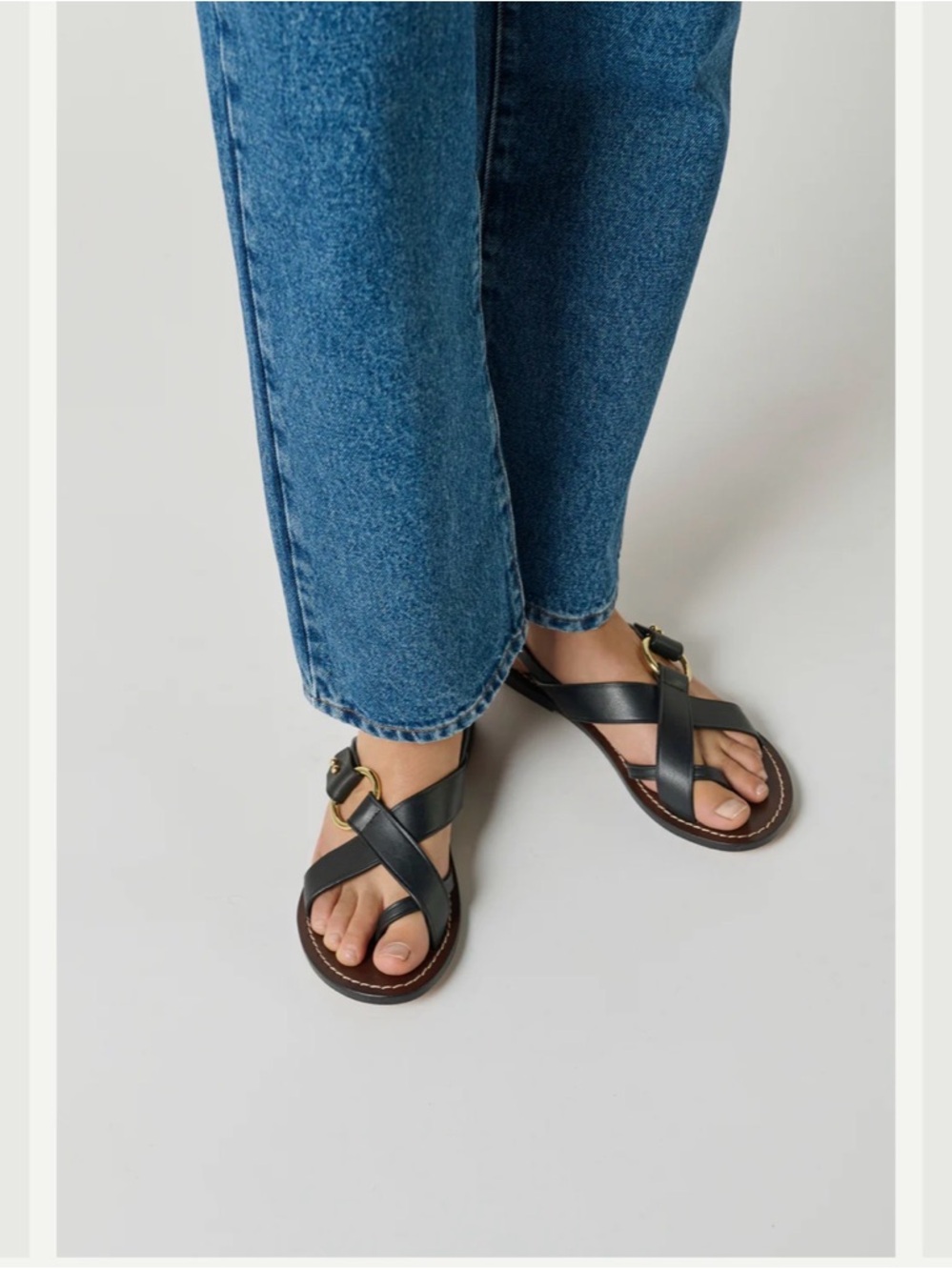 SOEUR - Black Leather Crisscross Buckle Sandals - Women